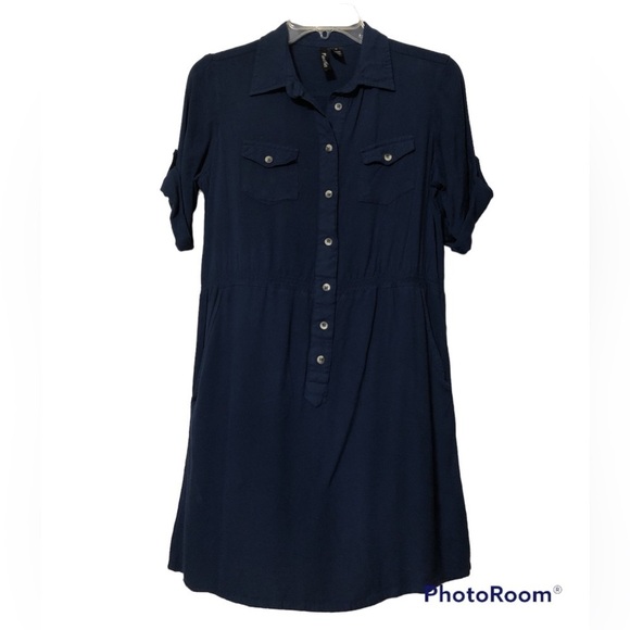 Navy button front dress size M - Picture 1 of 5